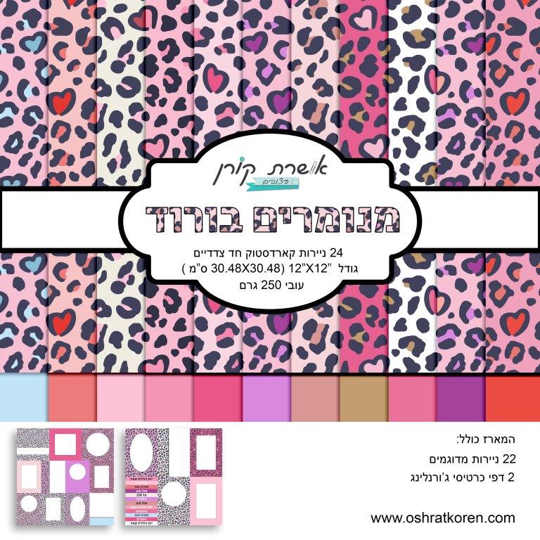 מארז קארדסטוק 12*12 אינץ' - מנומרים בורוד - מכירה מוקדמת